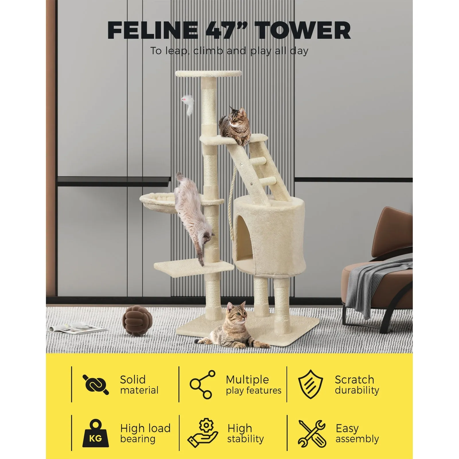 1.2M Cat Trees Scratching Post Scratcher Furniture Kitty Condo Tower House Trees