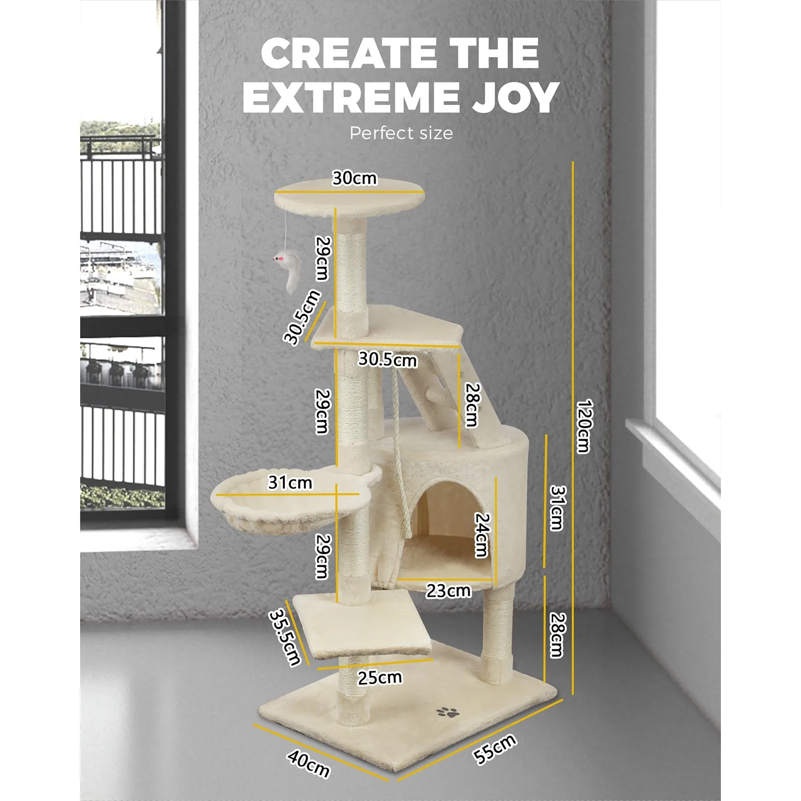 1.2M Cat Trees Scratching Post Scratcher Furniture Kitty Condo Tower House Trees