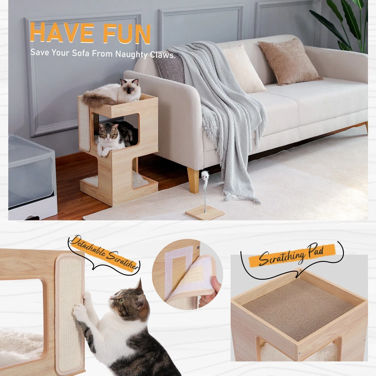 23" Cat Scratching Post / Tree / Pole Side Table