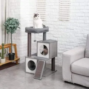 35" Cat Scratching Post / Tree / Pole - Gray Wood