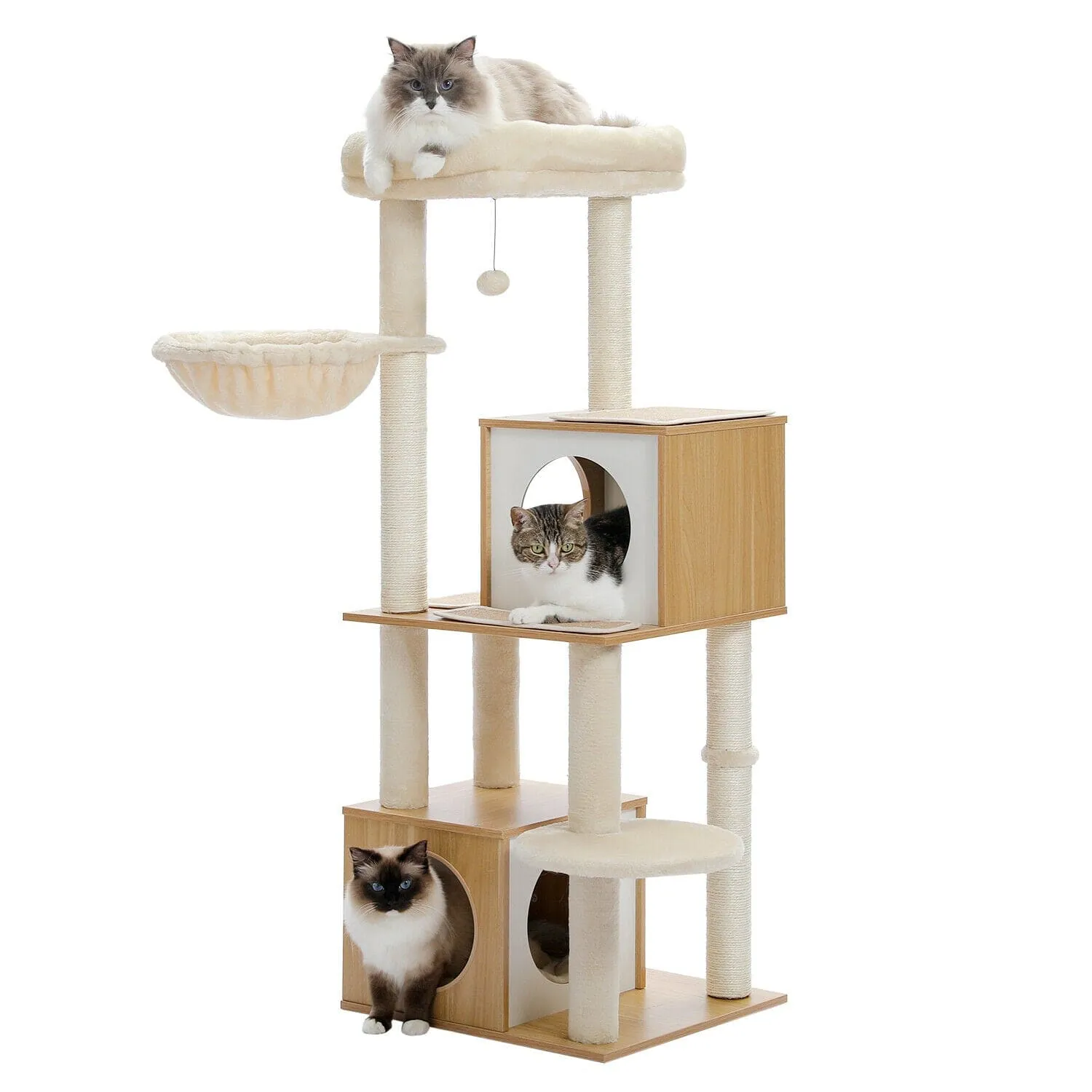 51.2" Dual Condo Cat Tree Scratching Post/ Pole