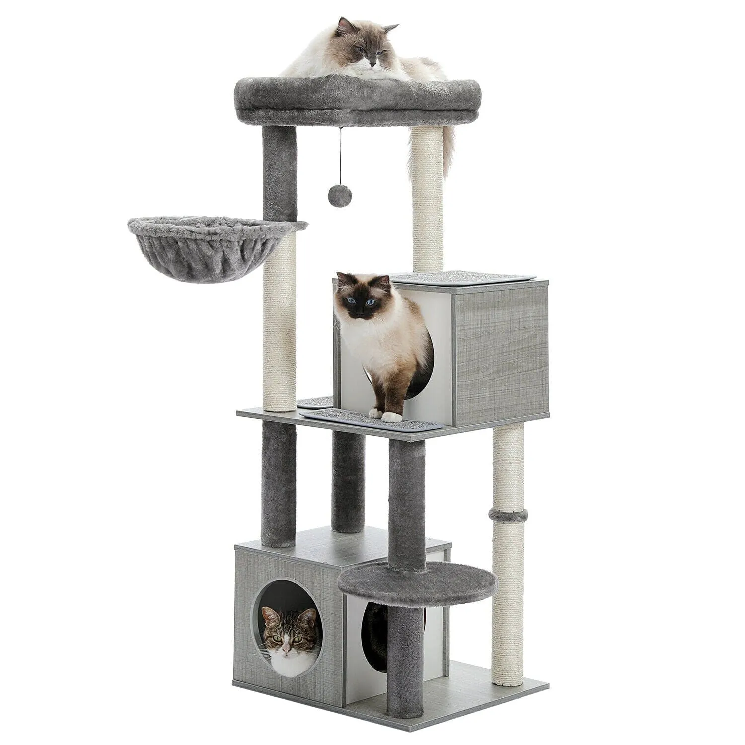 51.2" Dual Condo Cat Tree Scratching Post/ Pole