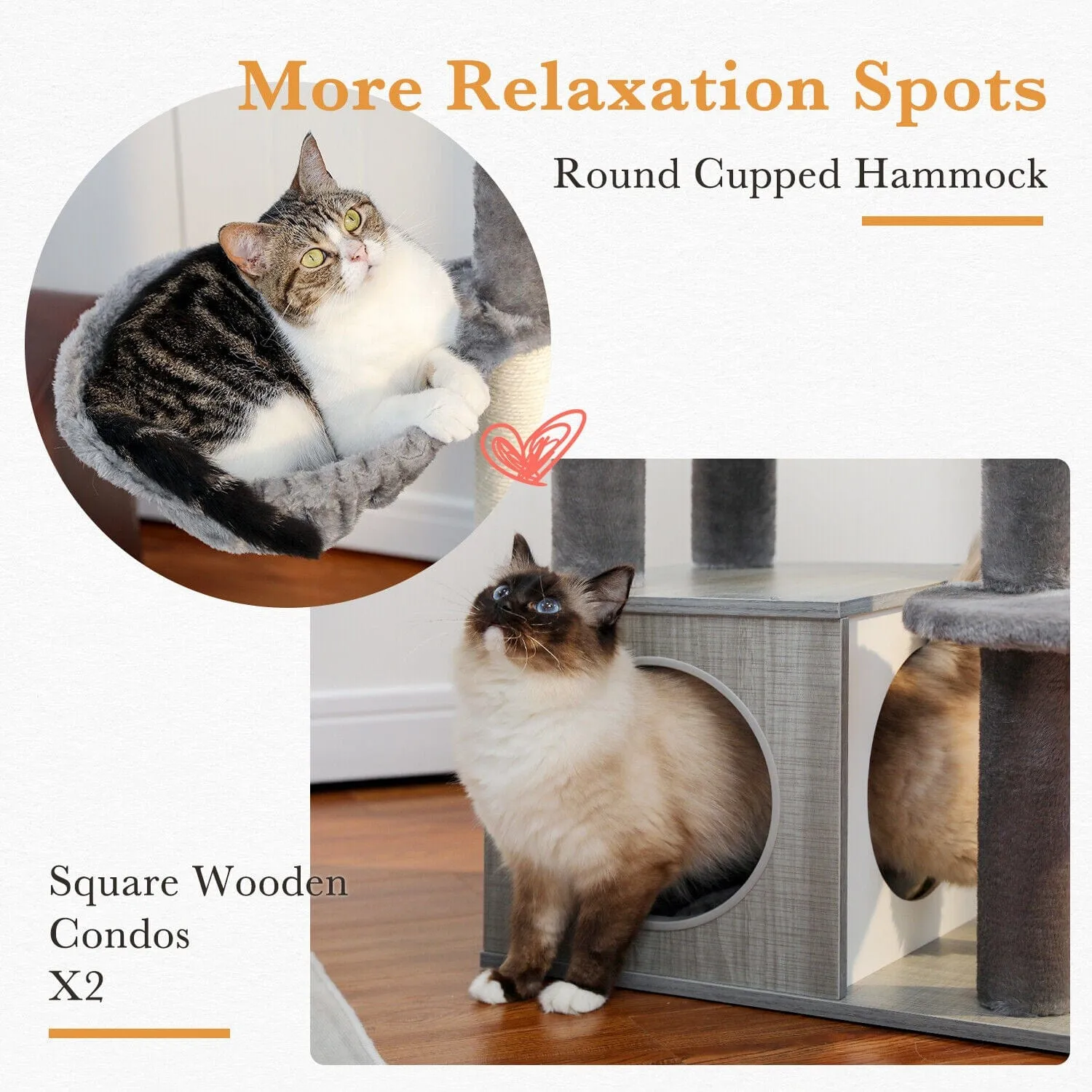 51.2" Dual Condo Cat Tree Scratching Post/ Pole