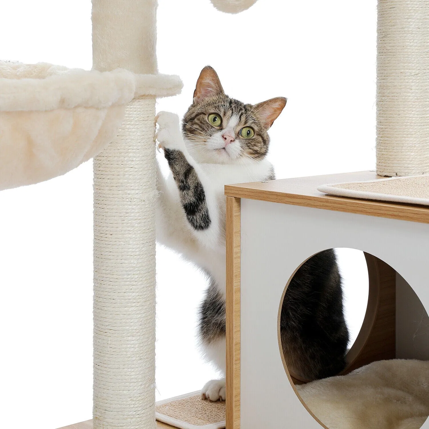 51.2" Dual Condo Cat Tree Scratching Post/ Pole