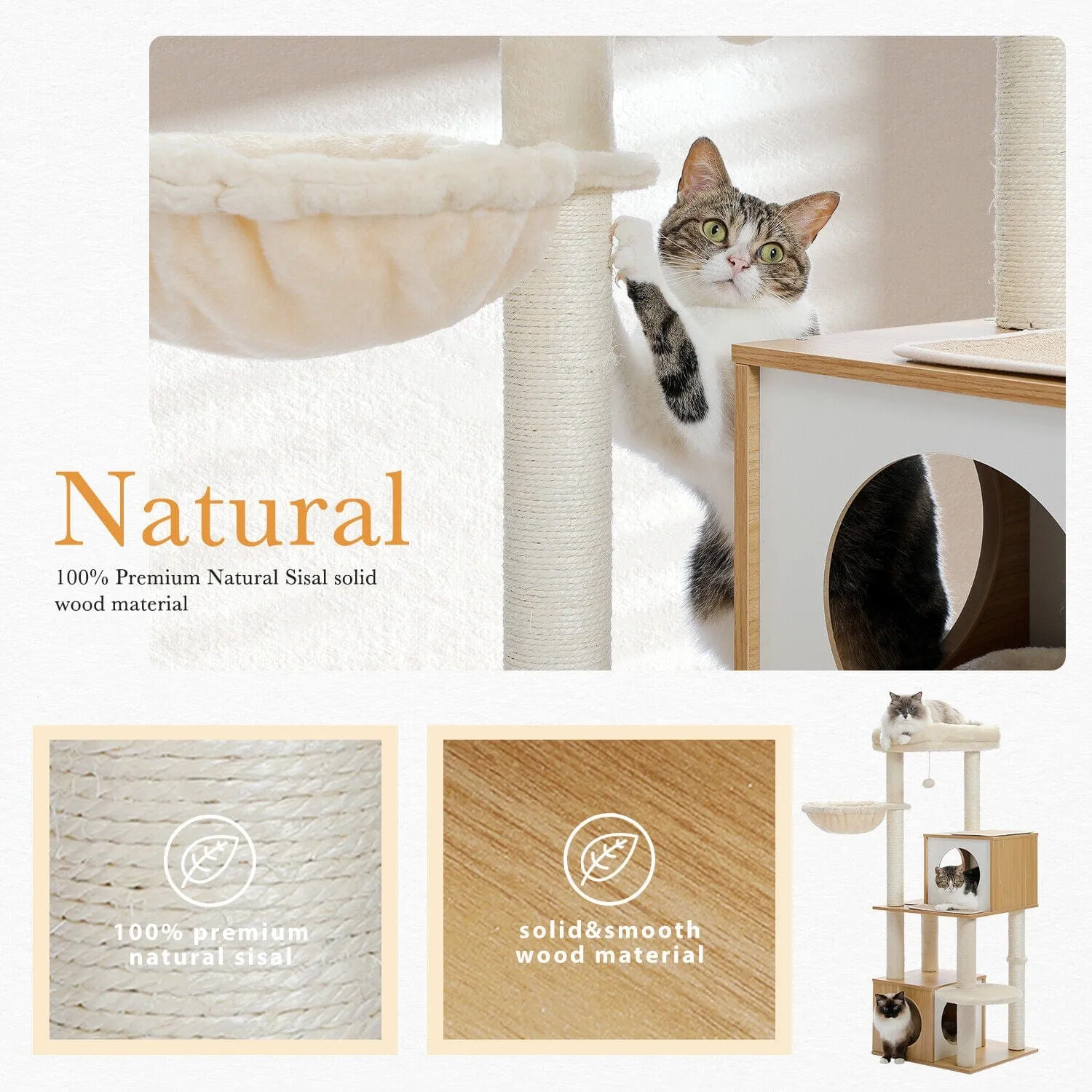 51.2" Dual Condo Cat Tree Scratching Post/ Pole