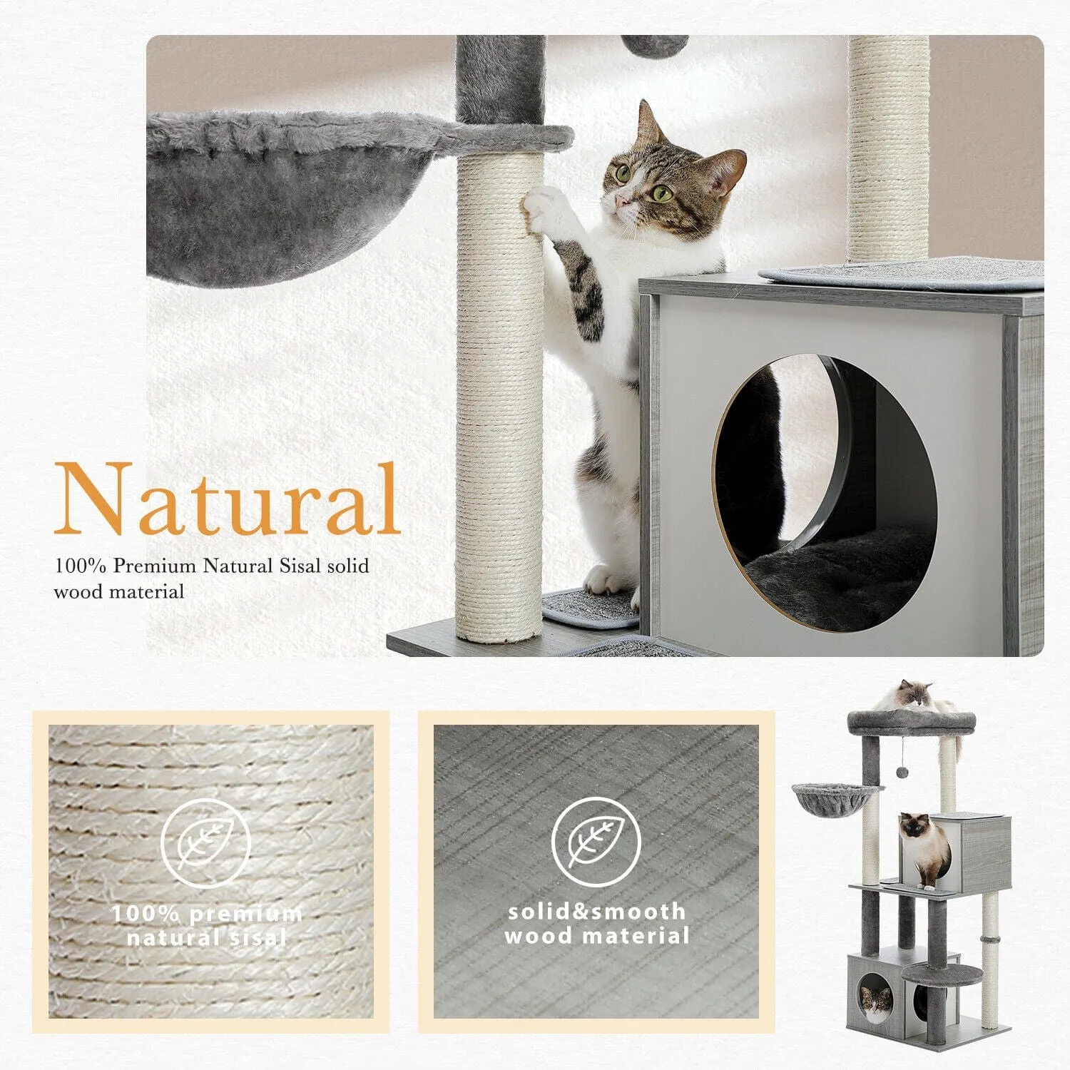 51.2" Dual Condo Cat Tree Scratching Post/ Pole