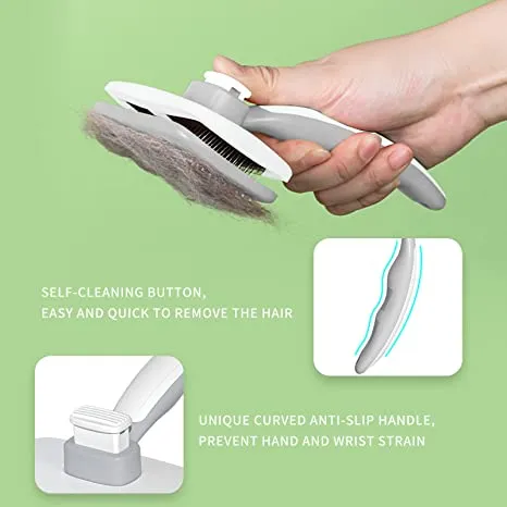 Aiitle Pet Self Cleaning Slicker Hair Brush Green