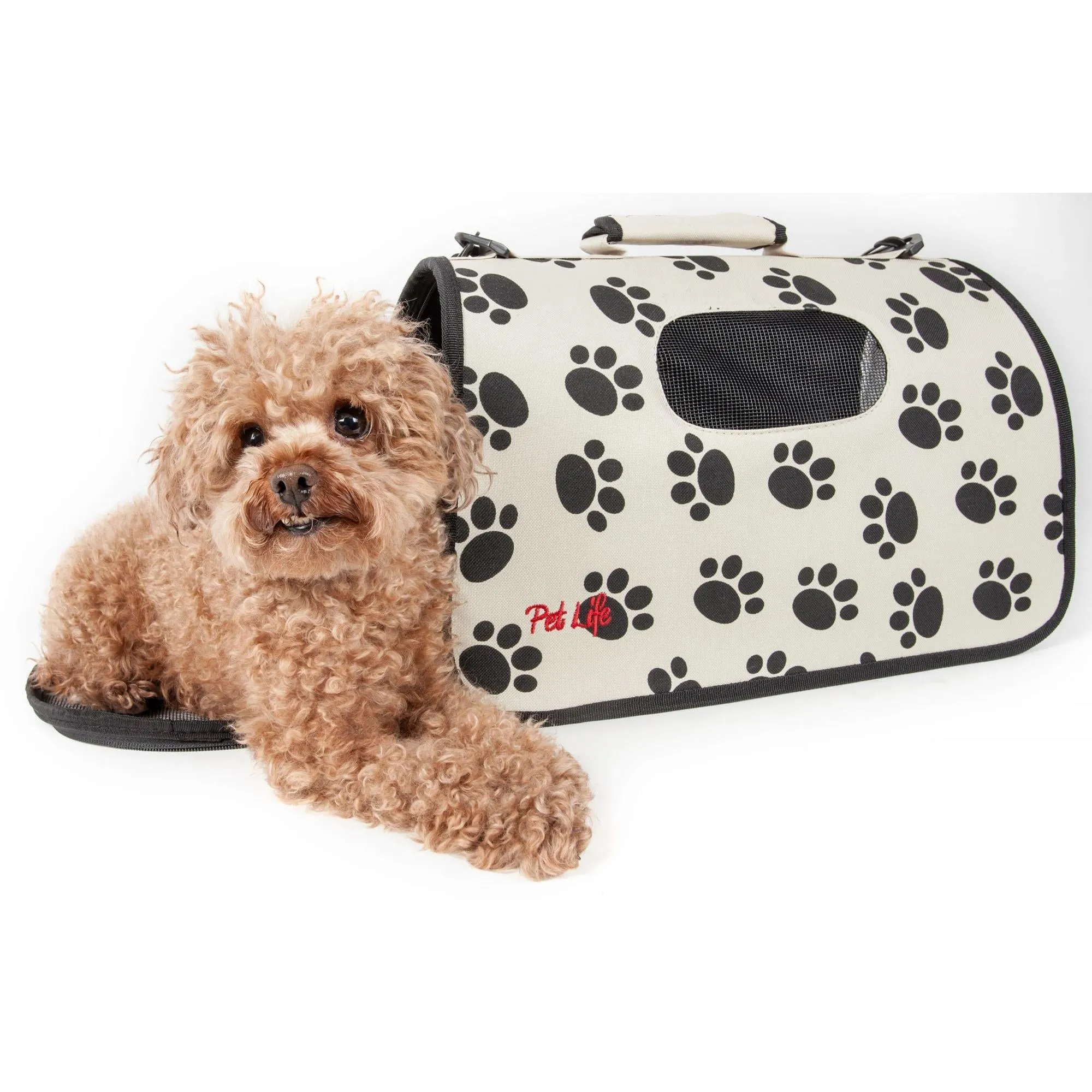Airline approved folding pet carrier with leash holder and thermal insulation. Explorer