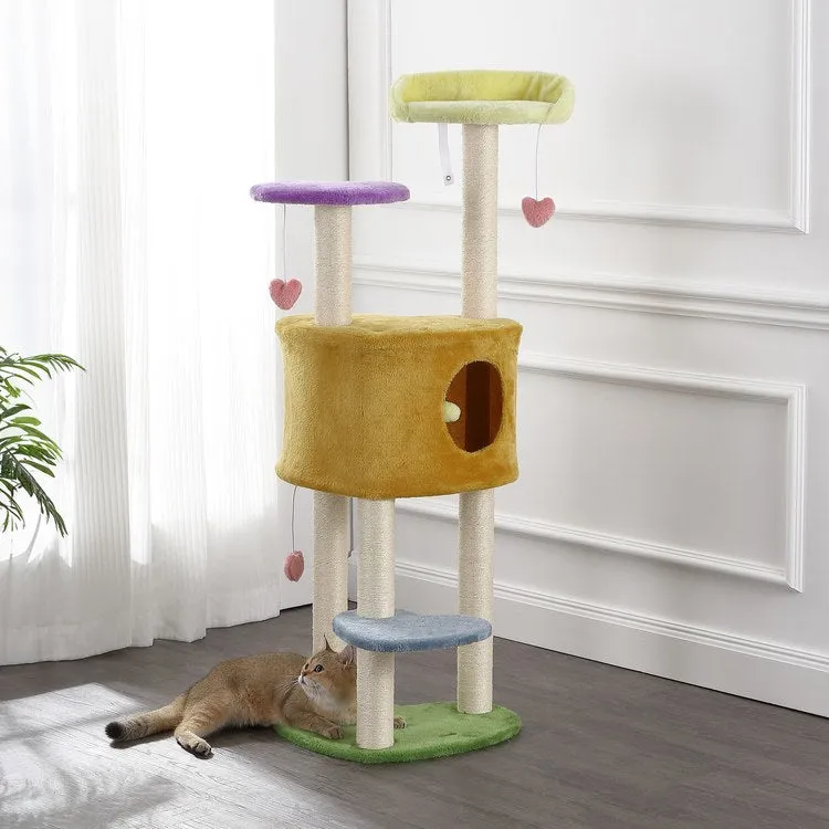 Aisling Four-Tier Modern Sisal Heart Cat Tree with Scratching Posts