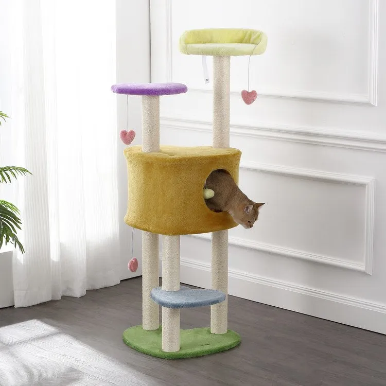 Aisling Four-Tier Modern Sisal Heart Cat Tree with Scratching Posts