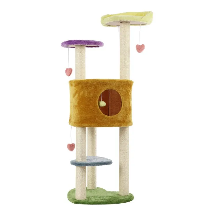 Aisling Four-Tier Modern Sisal Heart Cat Tree with Scratching Posts