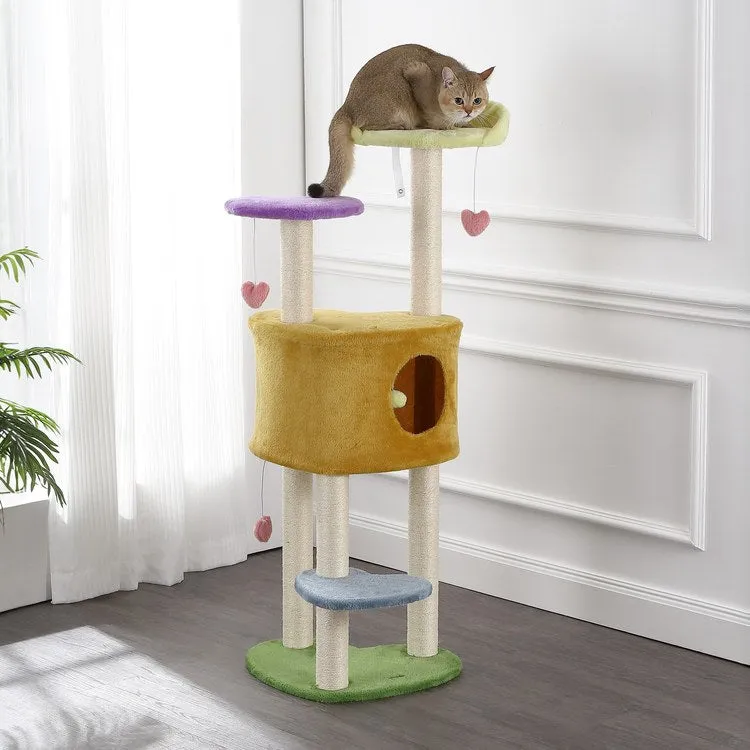 Aisling Four-Tier Modern Sisal Heart Cat Tree with Scratching Posts