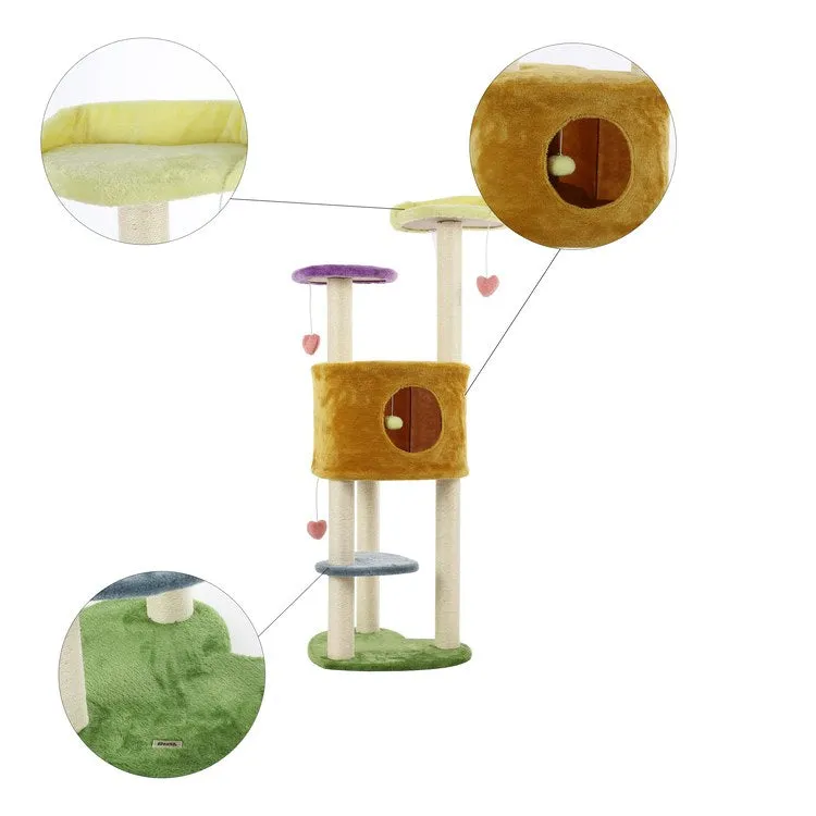 Aisling Four-Tier Modern Sisal Heart Cat Tree with Scratching Posts