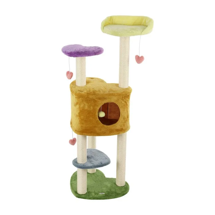 Aisling Four-Tier Modern Sisal Heart Cat Tree with Scratching Posts