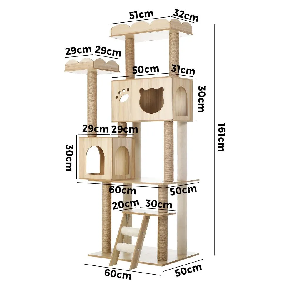 Alopet Cat Tree Tower Scratching Post Wood Condo 161cm