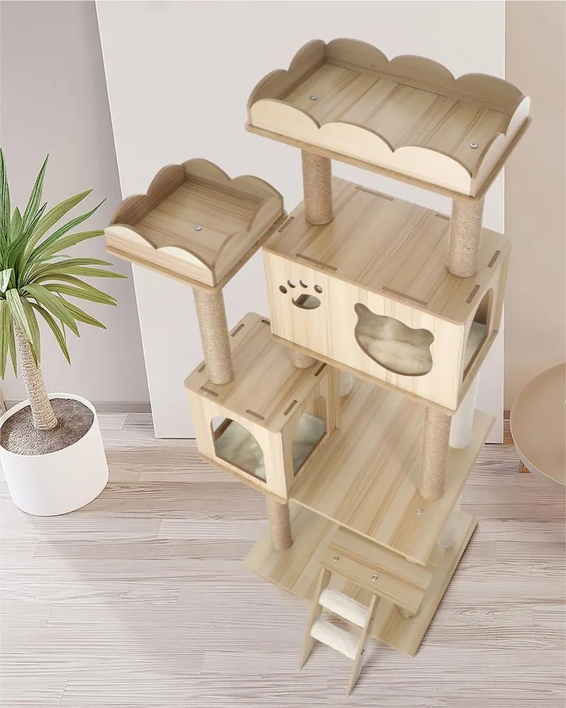 Alopet Cat Tree Tower Scratching Post Wood Condo 161cm