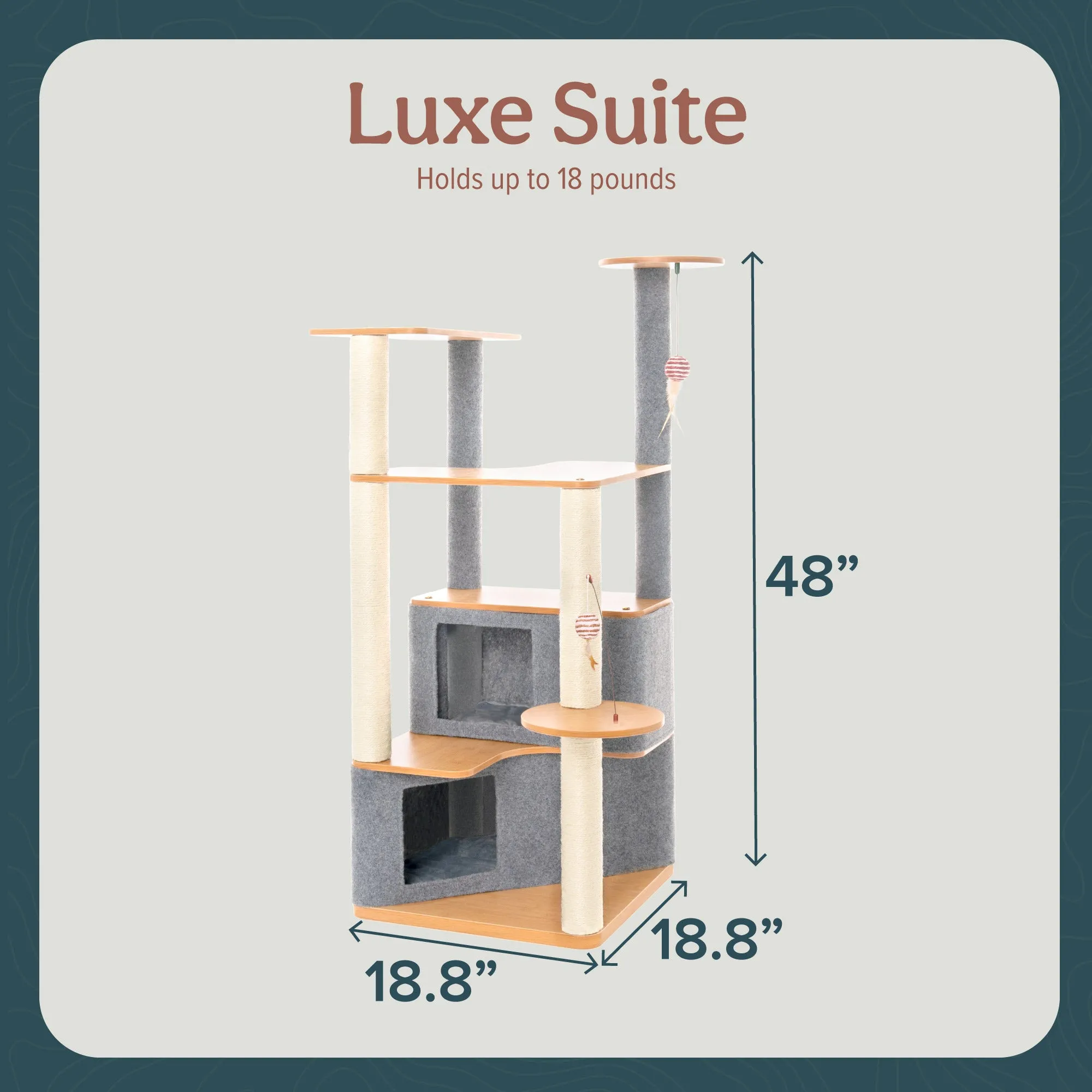 Ascentials by FurHaven Luxe Suite Cat Tower (48”-58”), Customizable Multi-Level Indoor Cat Tree