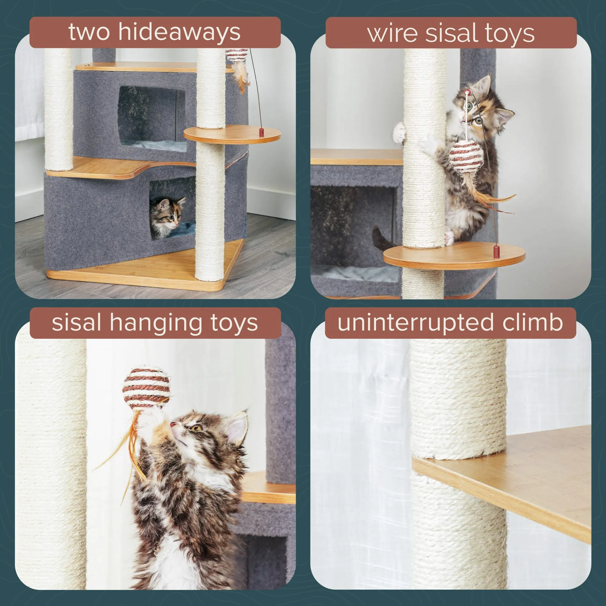 Ascentials by FurHaven Luxe Suite Cat Tower (48”-58”), Customizable Multi-Level Indoor Cat Tree