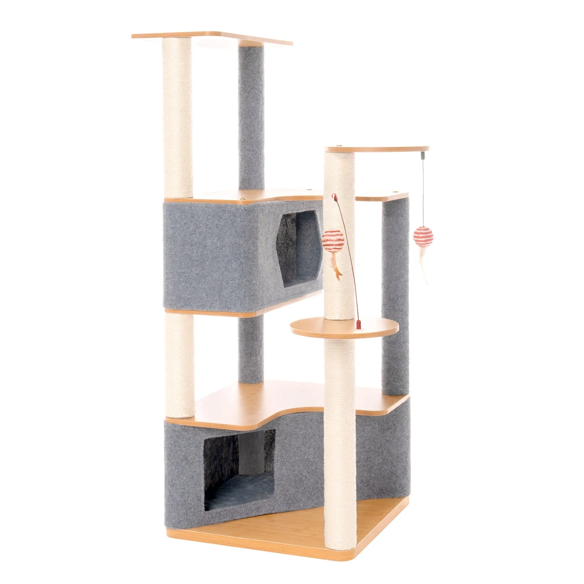 Ascentials by FurHaven Luxe Suite Cat Tower (48”-58”), Customizable Multi-Level Indoor Cat Tree
