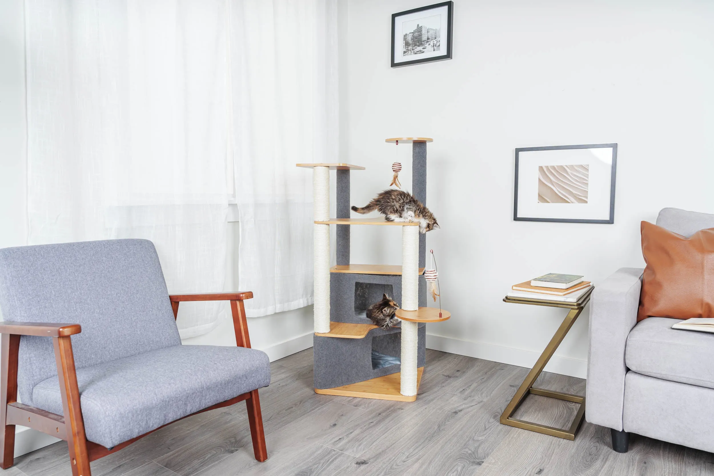 Ascentials by FurHaven Luxe Suite Cat Tower (48”-58”), Customizable Multi-Level Indoor Cat Tree