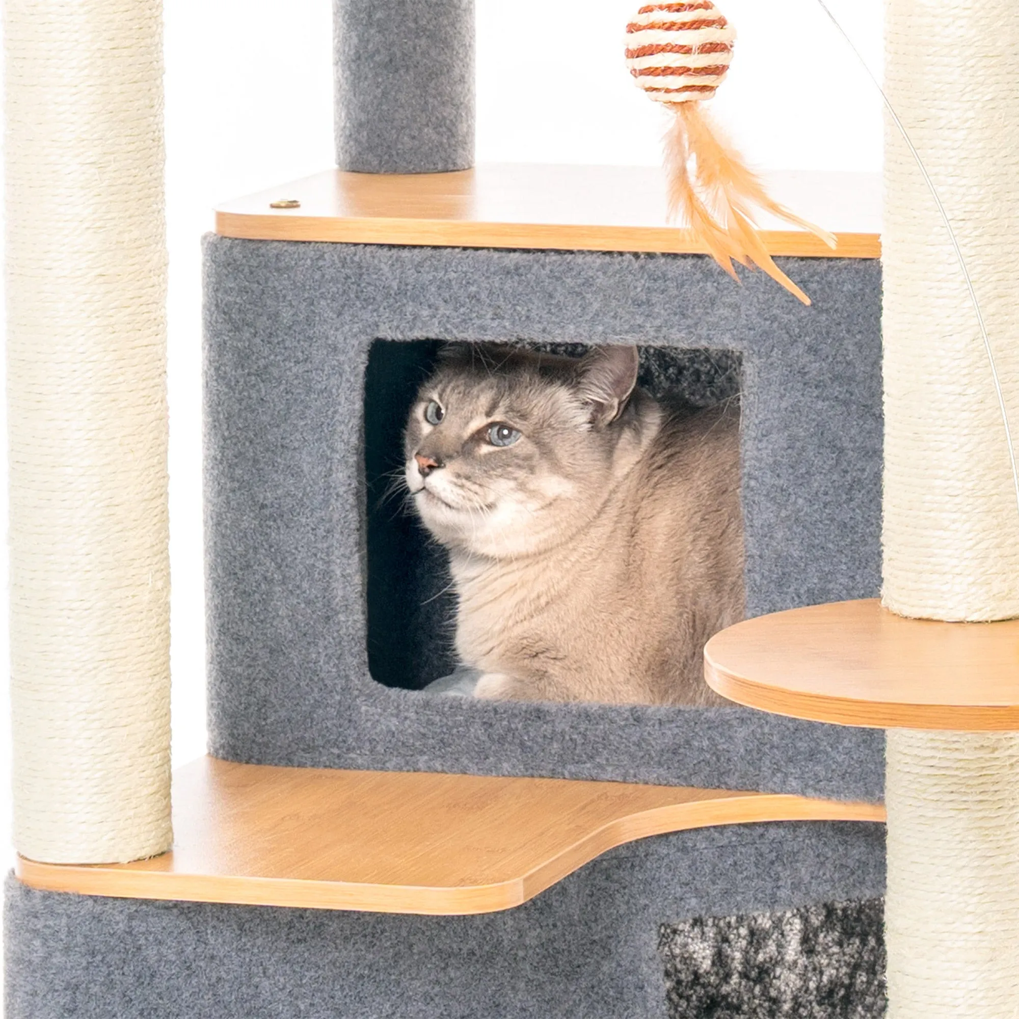 Ascentials by FurHaven Luxe Suite Cat Tower (48”-58”), Customizable Multi-Level Indoor Cat Tree
