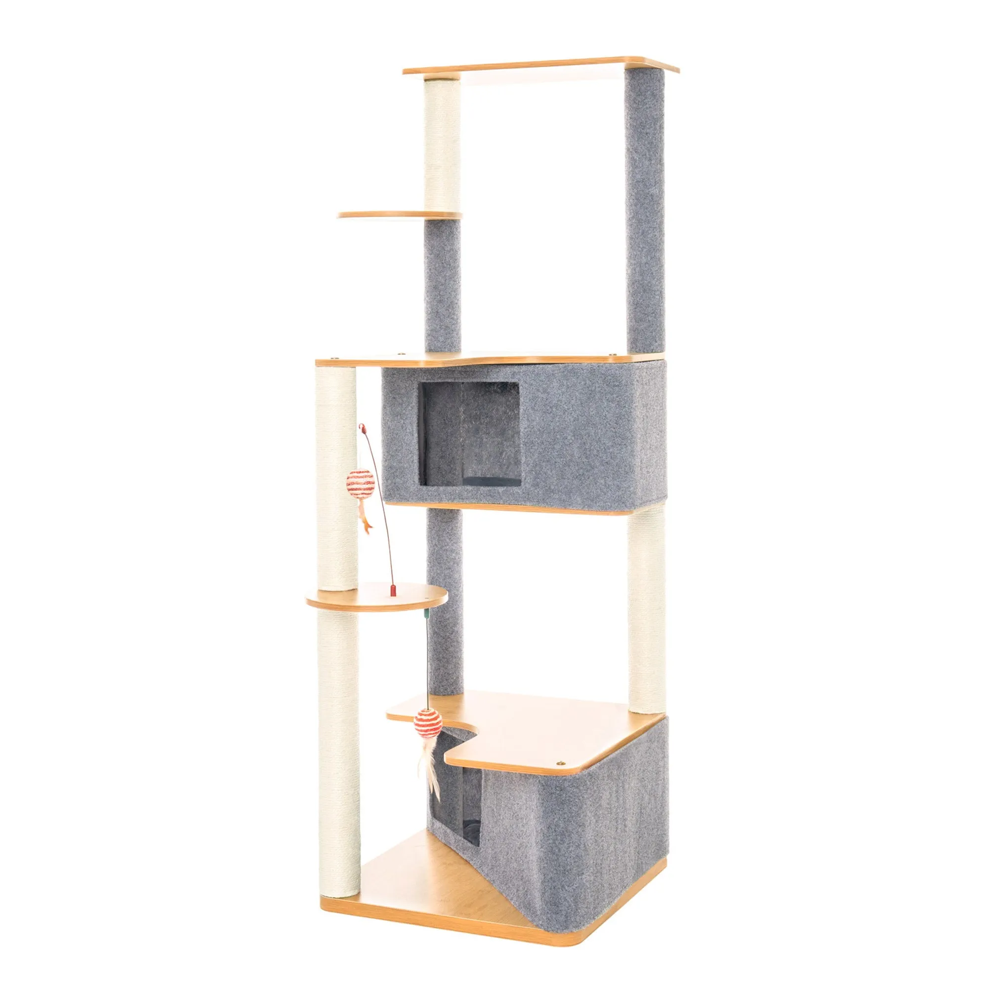 Ascentials by FurHaven Luxe Suite Cat Tower (48”-58”), Customizable Multi-Level Indoor Cat Tree