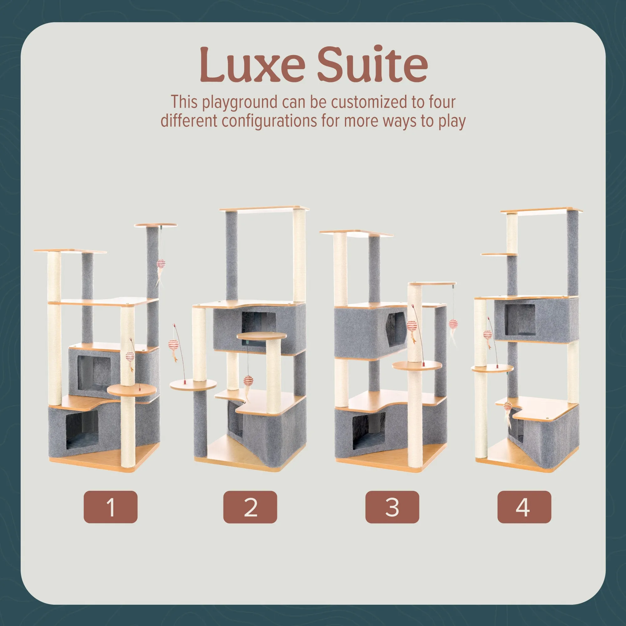 Ascentials by FurHaven Luxe Suite Cat Tower (48”-58”), Customizable Multi-Level Indoor Cat Tree