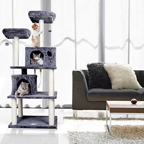 Beau Jardin 60” Cat Tree Cat Tower with Sisal-Covered Scratching Post