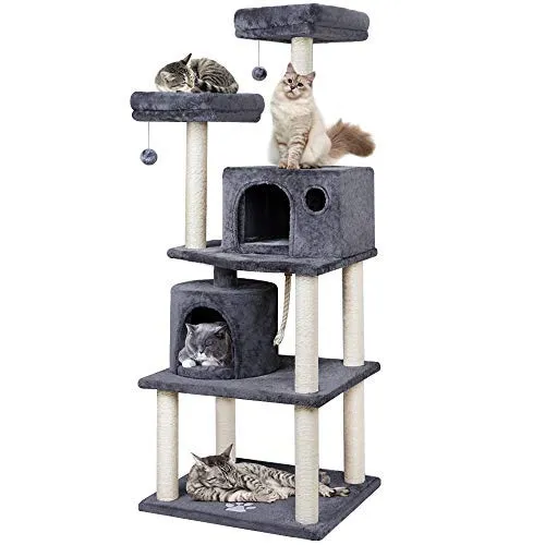 Beau Jardin 60” Cat Tree Cat Tower with Sisal-Covered Scratching Post