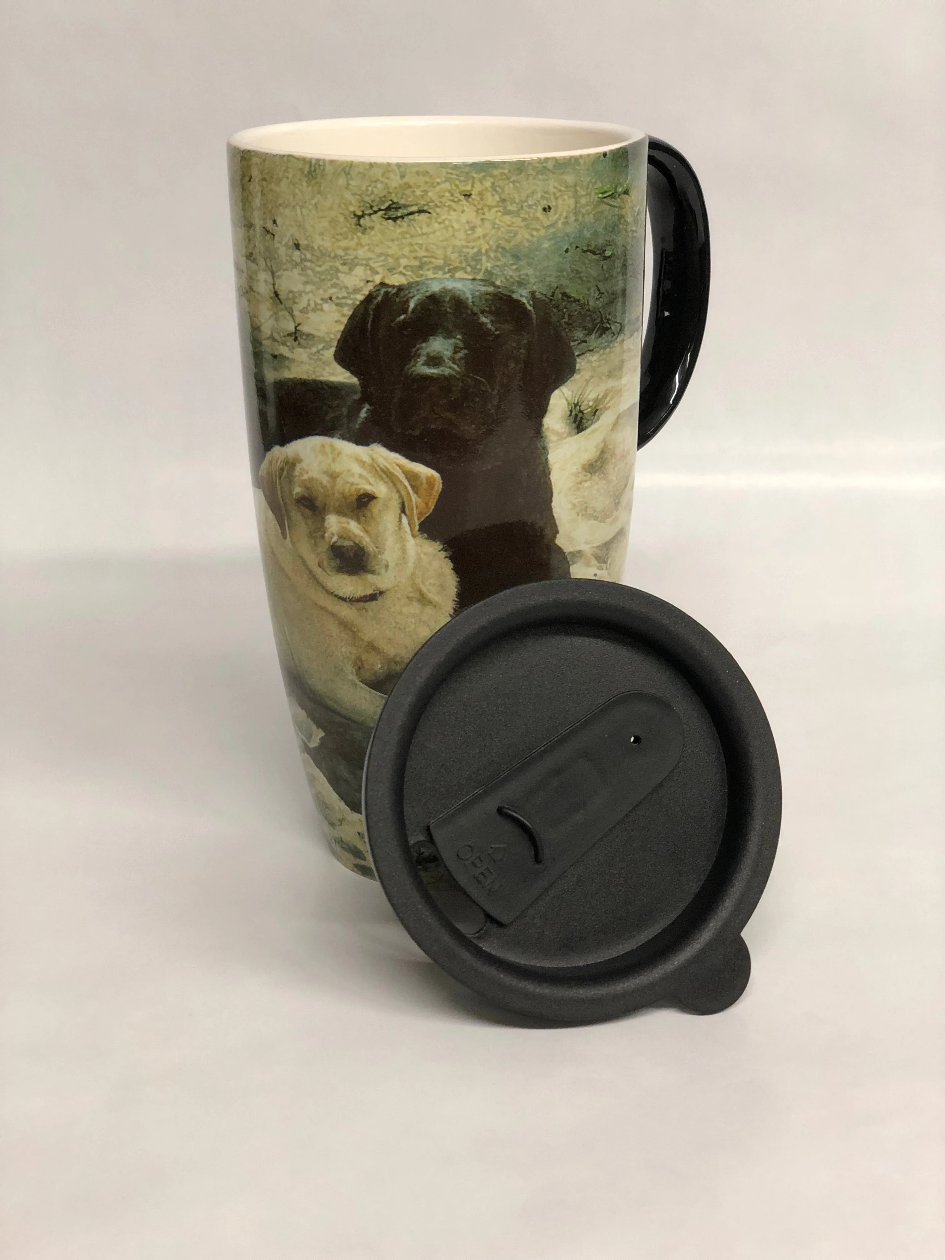 Black and White Dogs Latte Travel Mug