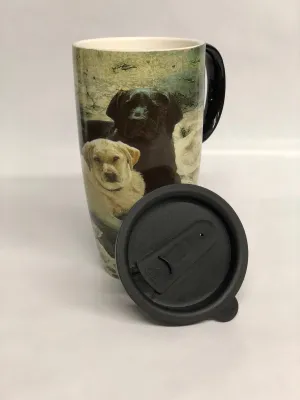 Black and White Dogs Latte Travel Mug