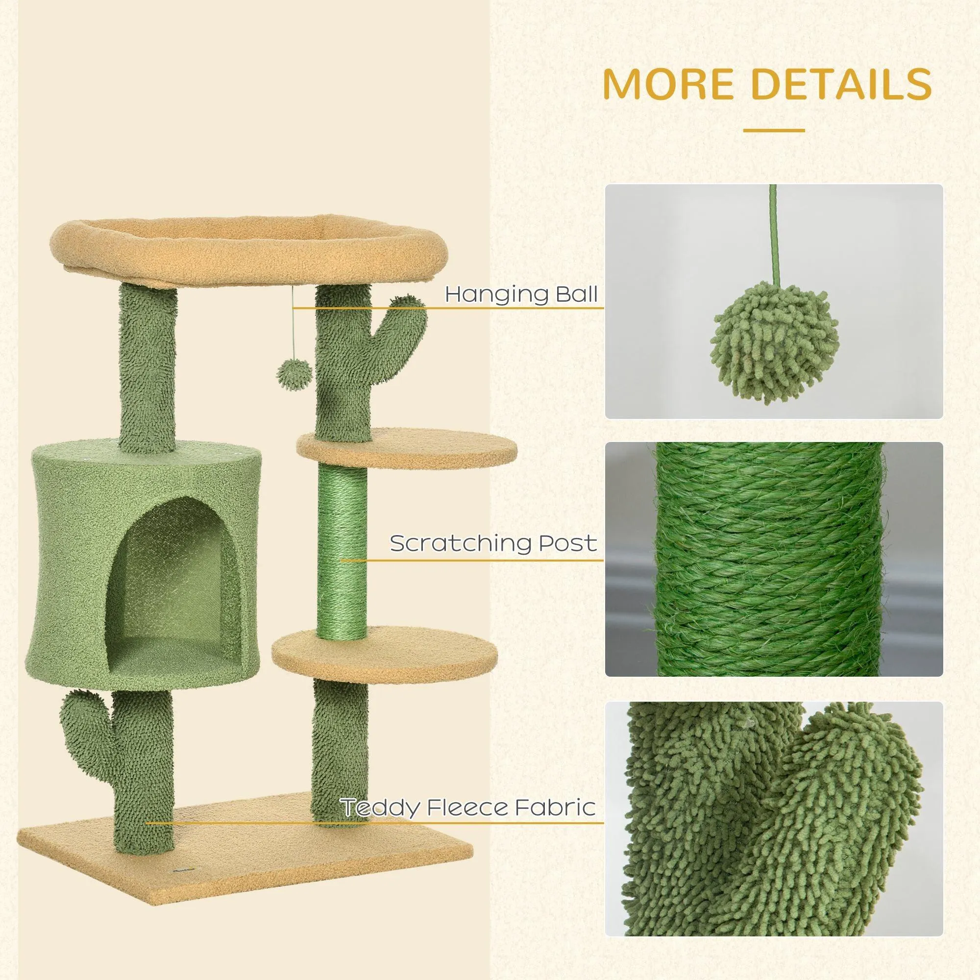 Cactus Cat Climbing Tower Activity Centre, 90cm - Green