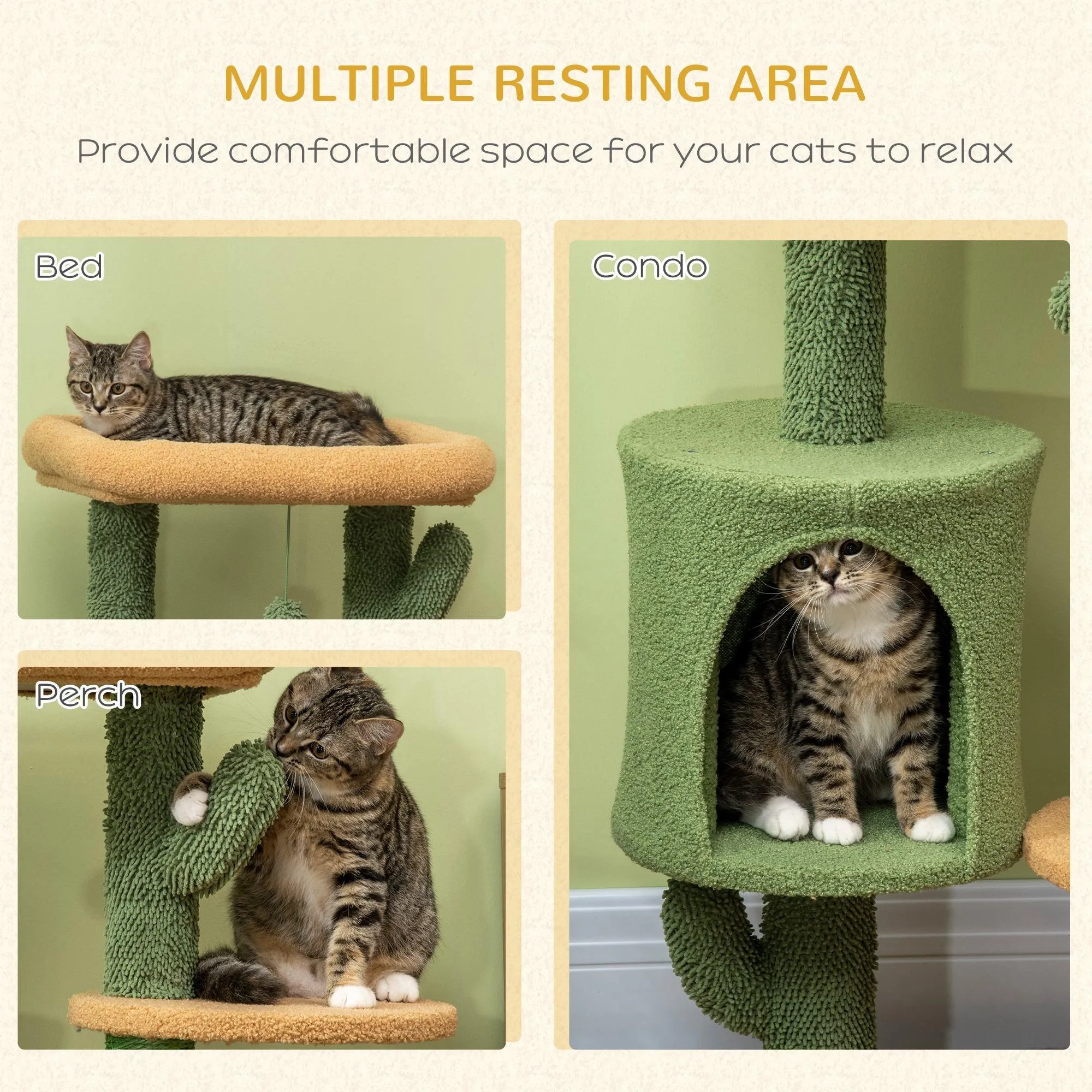 Cactus Cat Climbing Tower Activity Centre, 90cm - Green