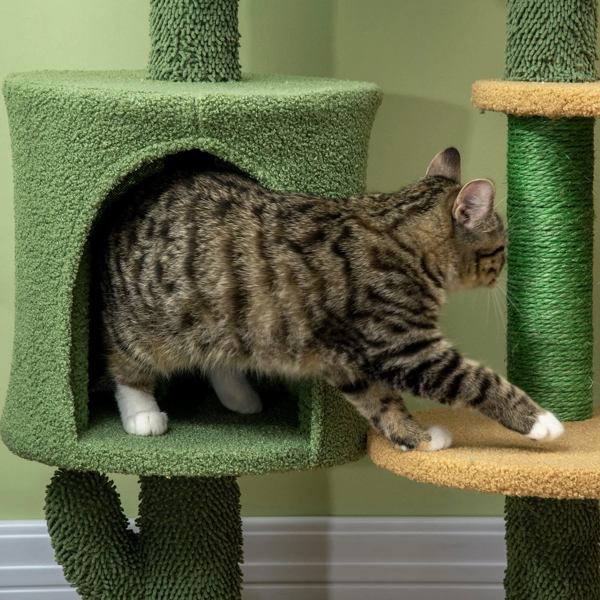 Cactus Cat Climbing Tower Activity Centre, 90cm - Green