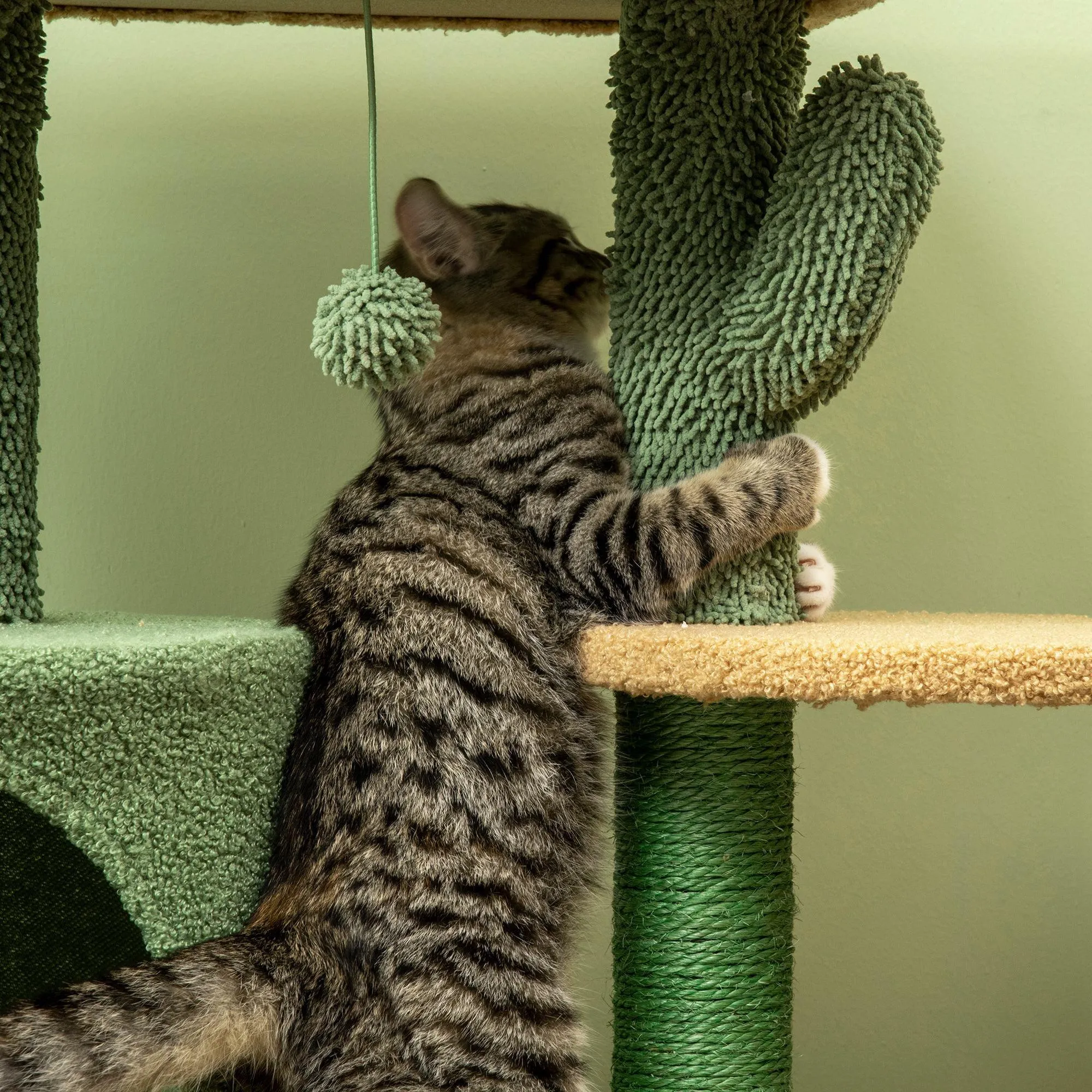 Cactus Cat Climbing Tower Activity Centre, 90cm - Green