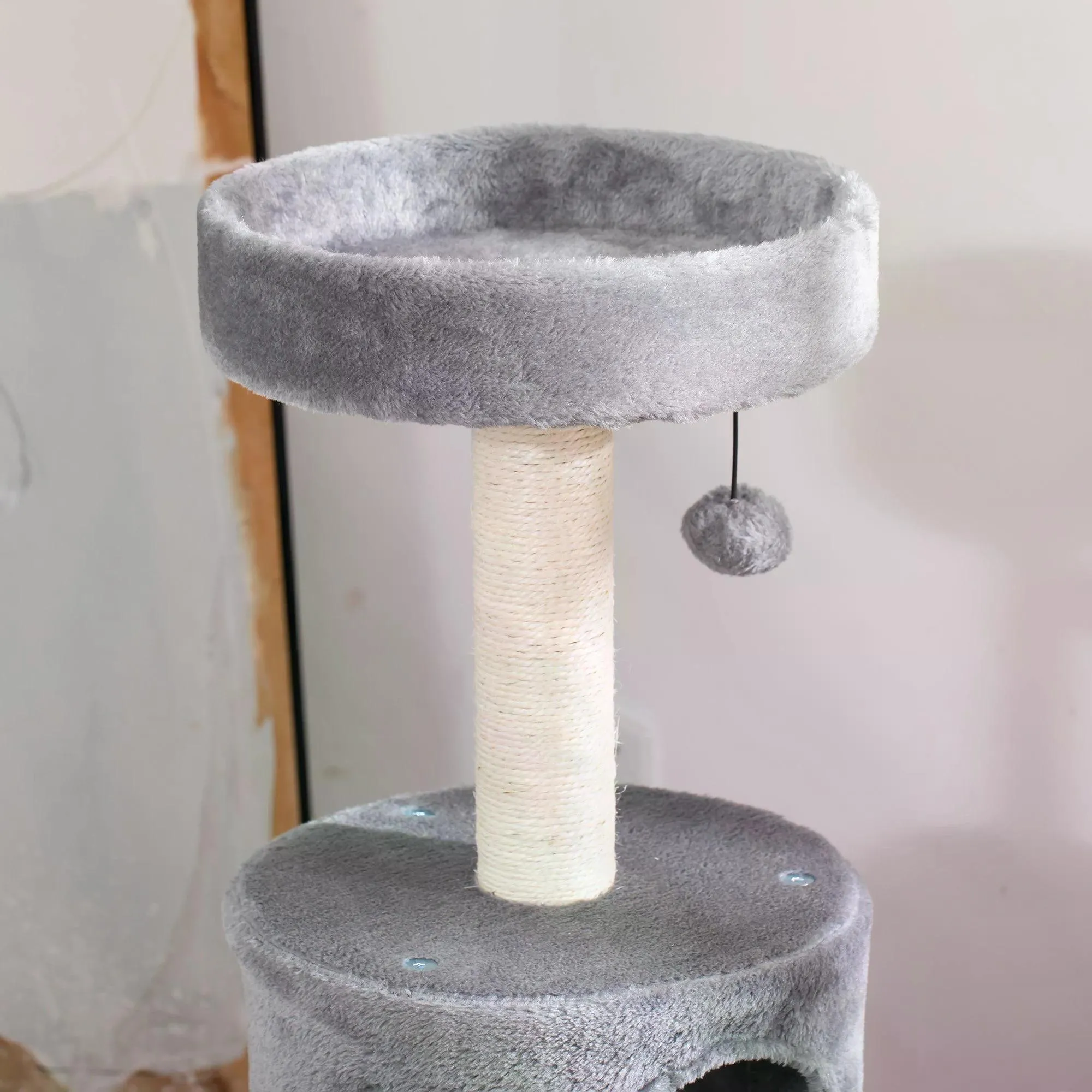 Cat Climbing Tower with Scratching Post, 95cm - Grey