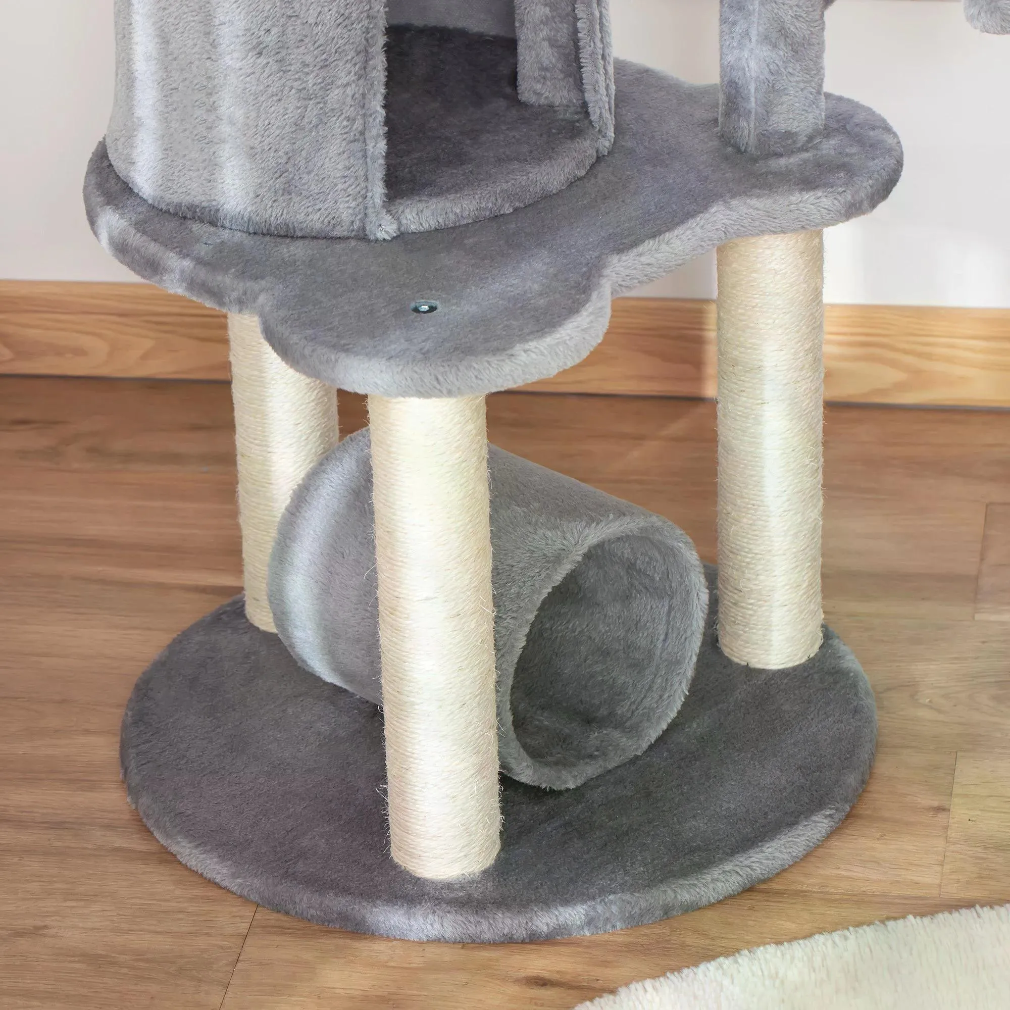 Cat Climbing Tower with Scratching Post, 95cm - Grey