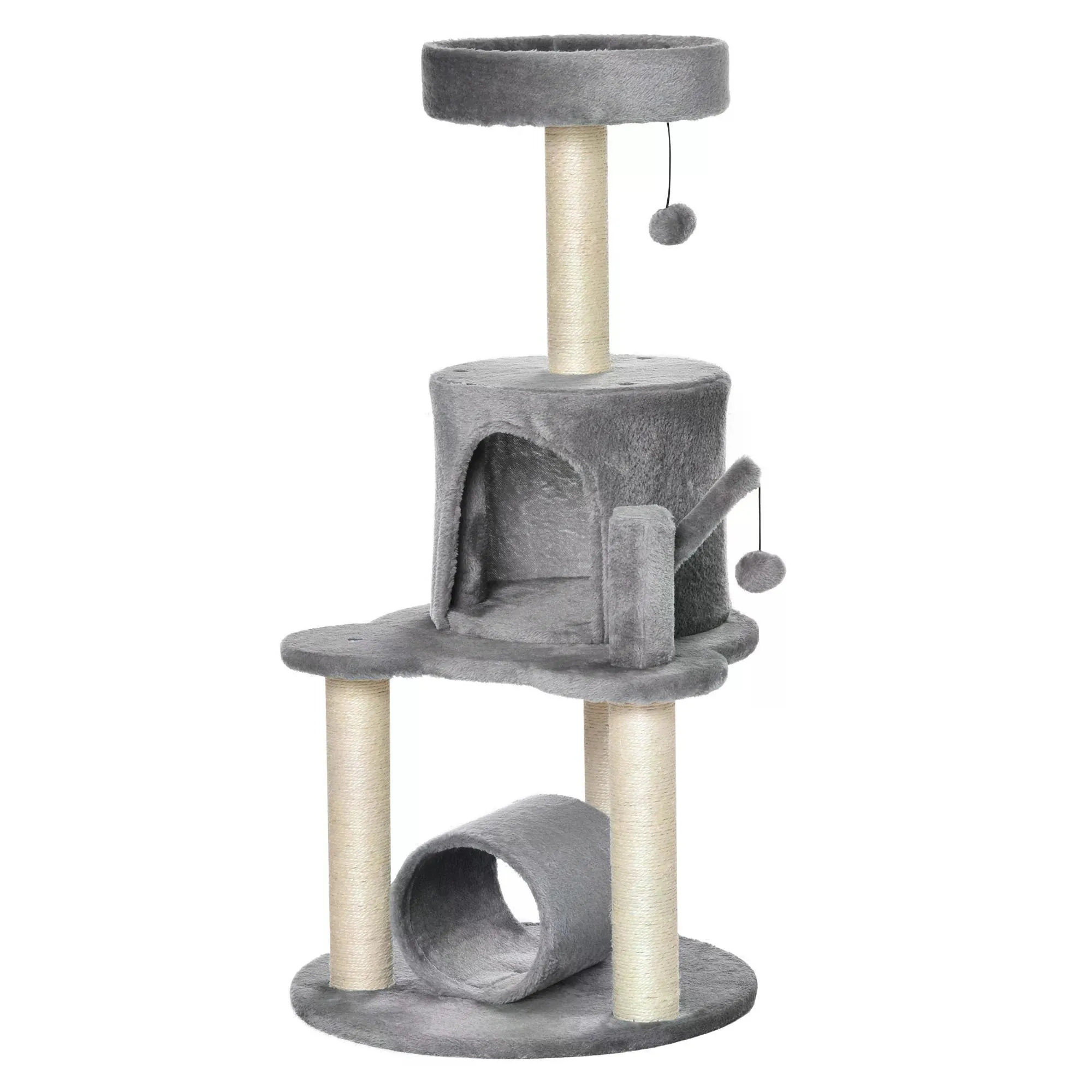 Cat Climbing Tower with Scratching Post, 95cm - Grey