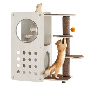 Cat Tree with Scratching Post and Soft Ladder