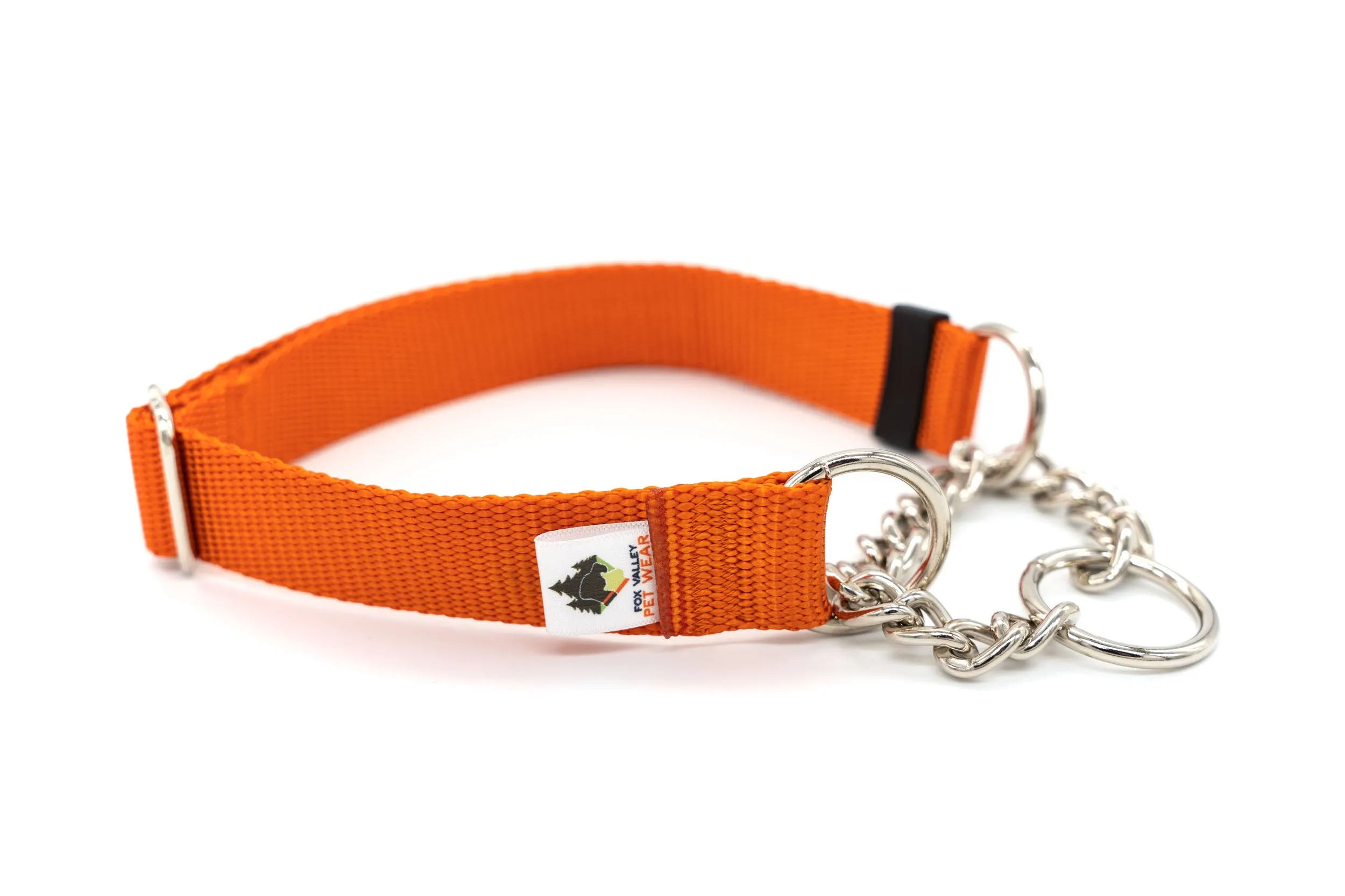 Chain (Half-Check) Martingale Dog Collar  | Solid or Reflective | 4 widths!