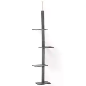 Floor-to-Ceiling Cat Tree with 3 Perches, 228-260cm - Grey