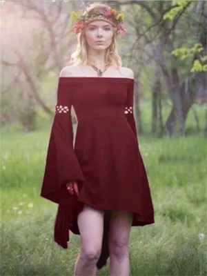 Flytonn-Graduation Gift Back to School Season Summer Vacation Dress Spring Outfit British Style Women's One-piece Collar Flared Sleeve Long Sleeve Fresh Sweet Princess Dress Women's Burst Irregular Dresses