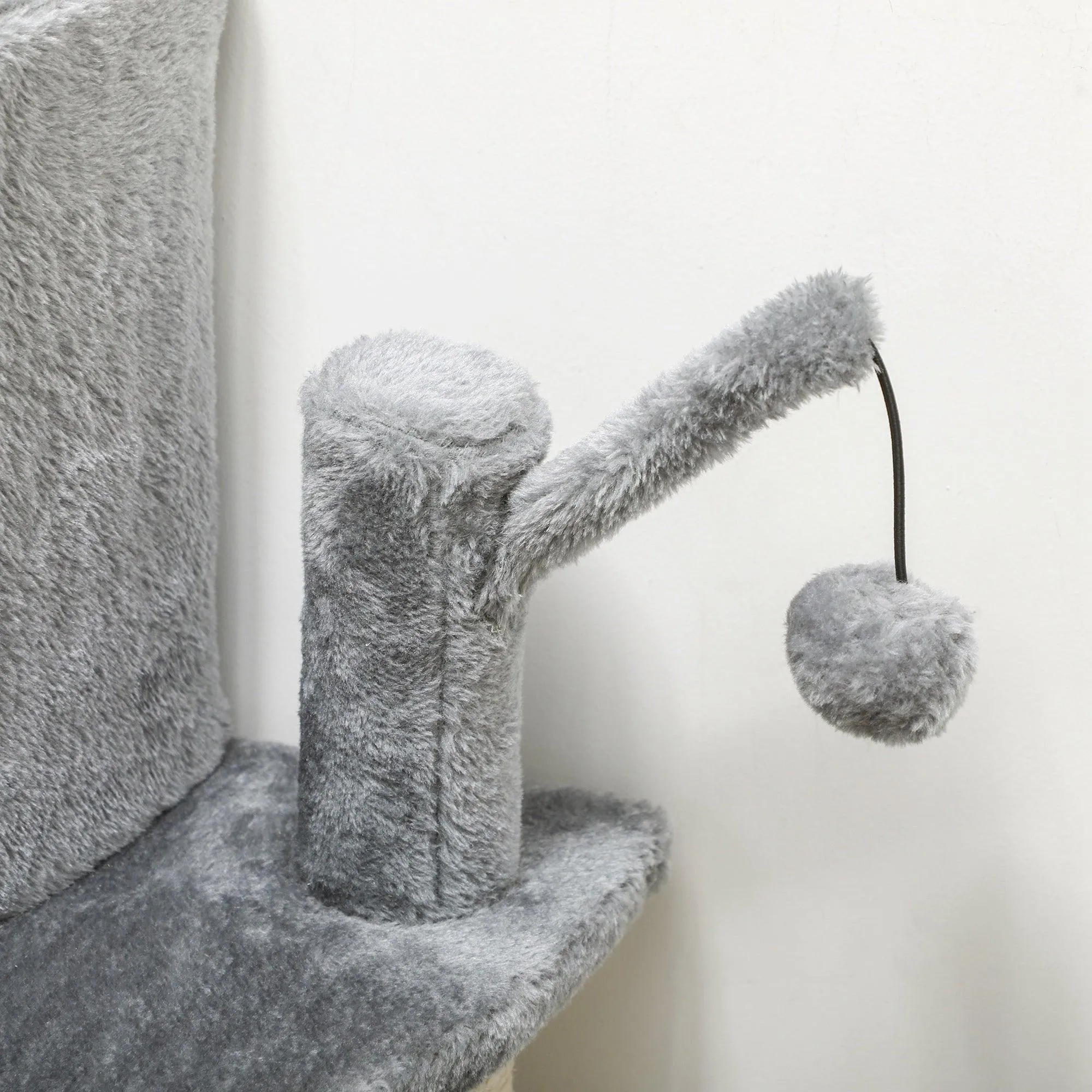 Grey Sisal Cat Tree Tower with Scratching Post, 100cm - Grey