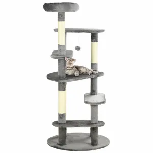 Grey Three-Tier Cat Activity Center Tower, 136cm - Grey