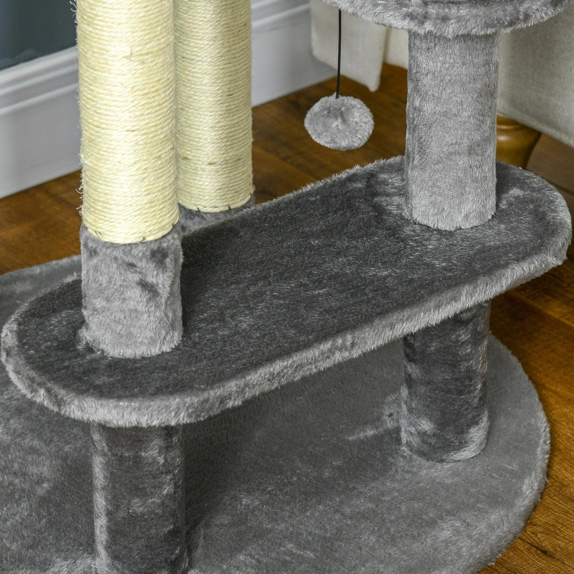 Grey Three-Tier Cat Activity Center Tower, 136cm - Grey