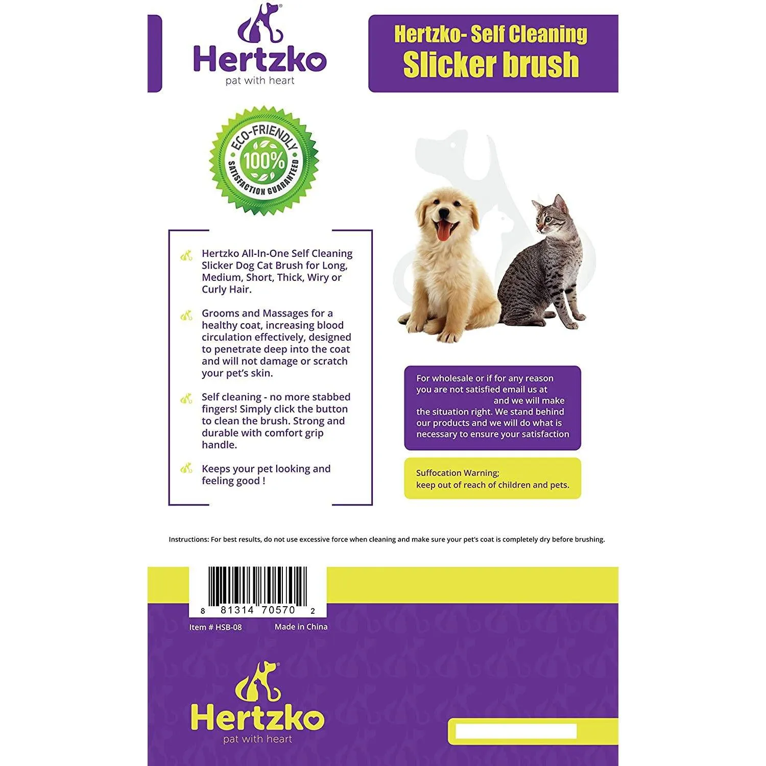 Hertzko Self Cleaning Slicker Brush