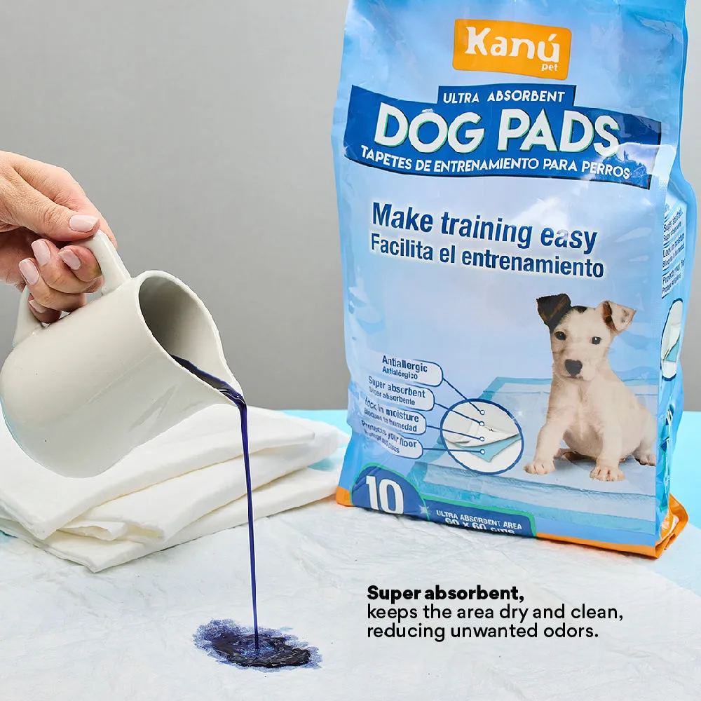 Kanu Pet Dog Pads Kanu Pet Dog Training Pads, Pack of 10, Absorbent, Anti-Allergenic, Non-Slip