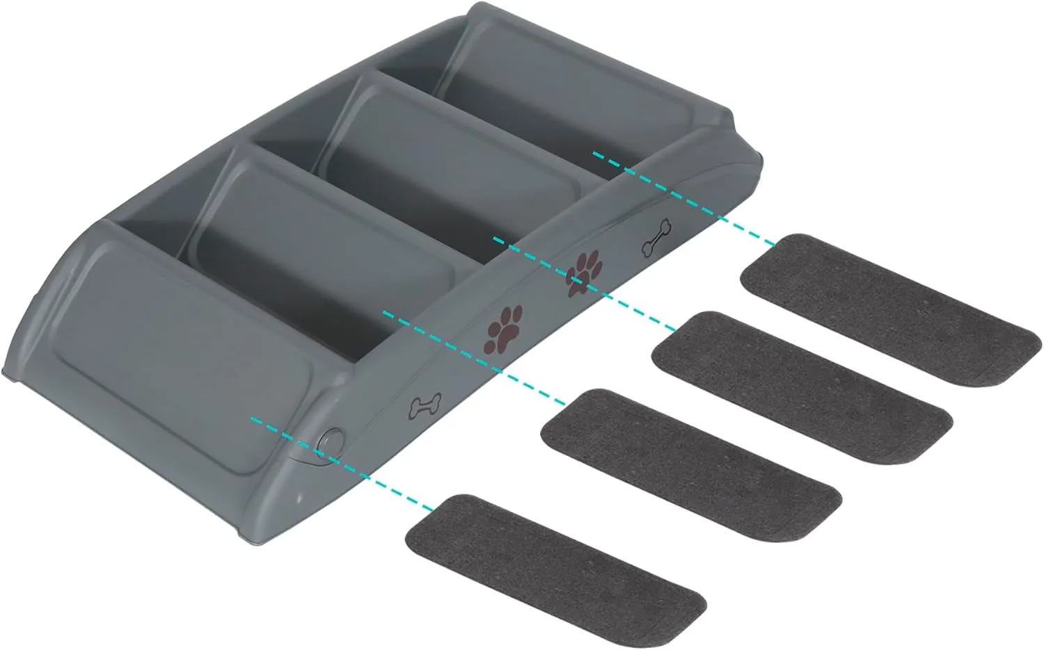 LEMY Foldable Pet Ladder, Pet Stairs with 4 Steps, Plastic Anti-Slip Pet Furniture Pet Dog Steps for Small/Old Dog (Grey)