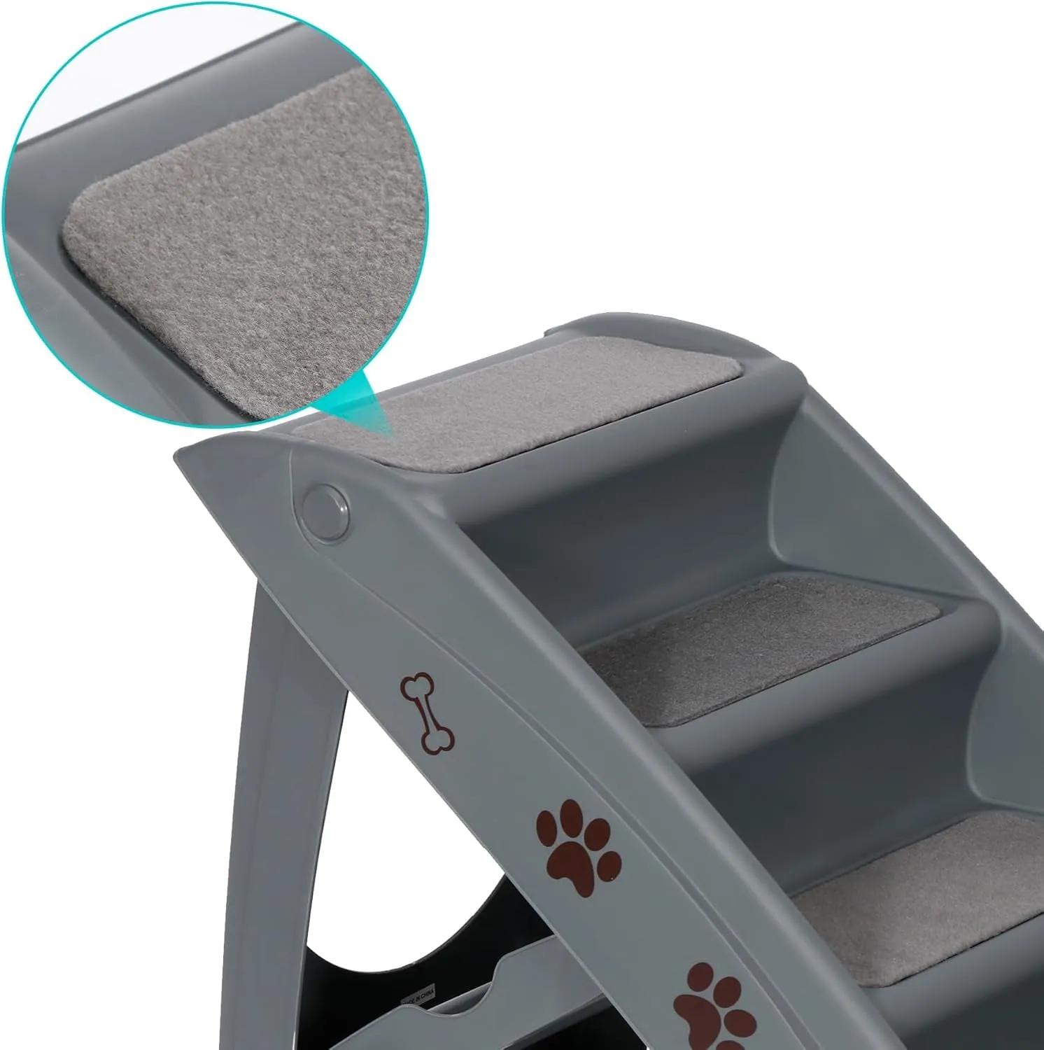 LEMY Foldable Pet Ladder, Pet Stairs with 4 Steps, Plastic Anti-Slip Pet Furniture Pet Dog Steps for Small/Old Dog (Grey)