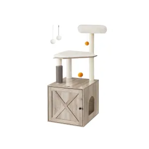 Litter Box Enclosure with Scratching Mat
